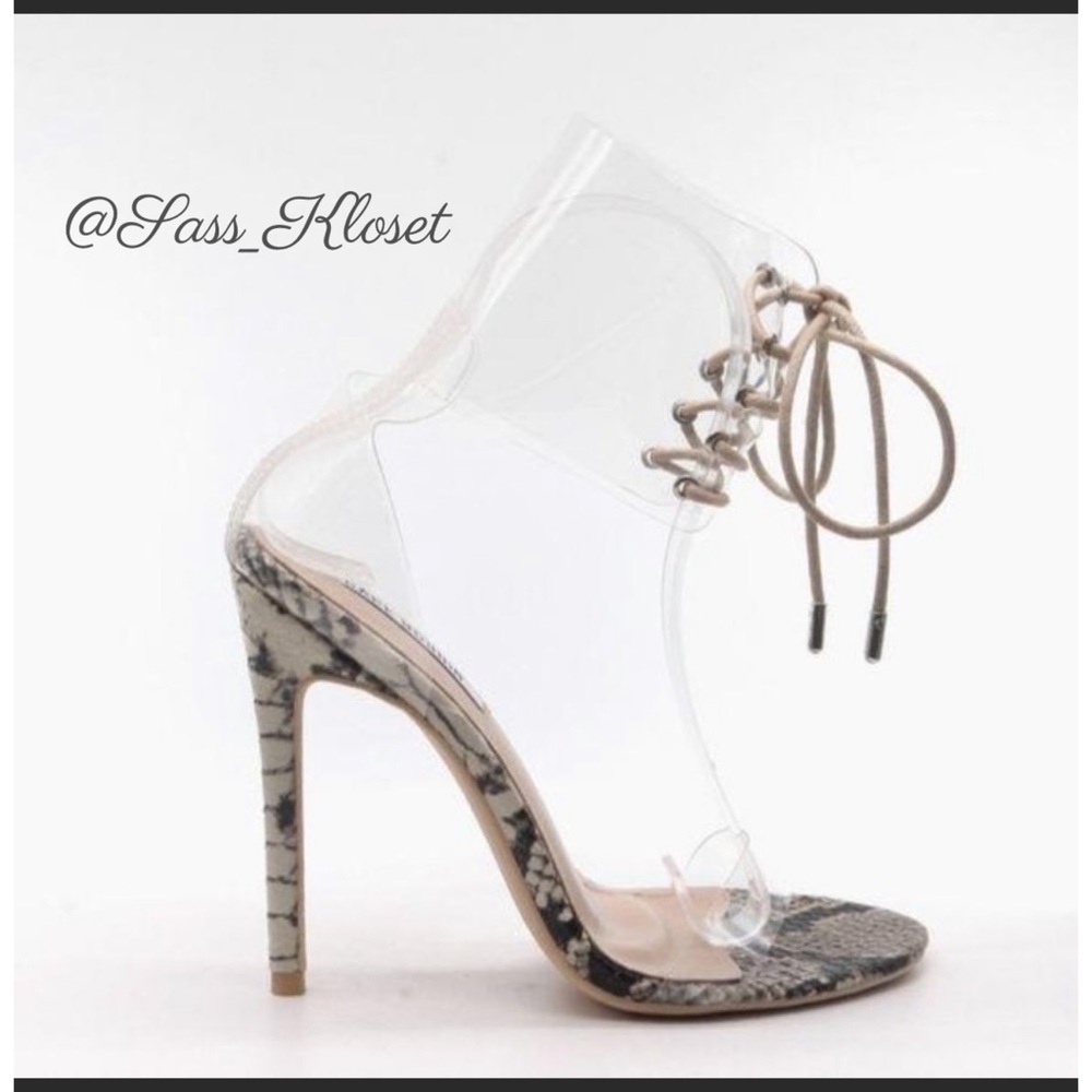 Snake 🐍 Print Lace Up Ankle Wrap Heels